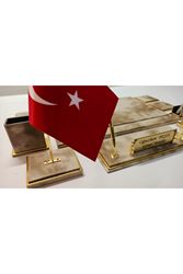 Bulut Krem Ve Gold Kişiye Özel Isimlikli Lüx Sümen Ve Makam Takımı