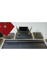 Siyah Ve Gold Ayaklı Ve Isimlikli Lüx Tasarım Sümen Ve Makam Takımı