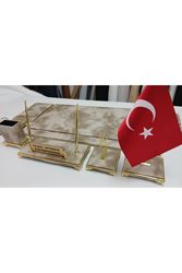 BULUT KREM VE GOLD KİŞİYE ÖZEL İSİMLİKLİ LÜKS TASARIM SÜMEN VE MAKAM TAKIMI