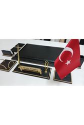 BRODE SİYAH 2 FARKLI DERİDEN OLUŞAN KİŞİYE ÖZEL İSİMLİKLİ LÜKS TASARIM SÜMEN VE MAKAM TAKIMI