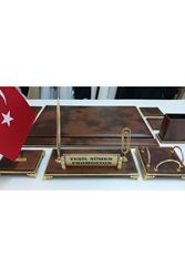 POYRAZ BULUT KAHVE VE GOLD KİŞİYE ÖZEL İSİMLİKLİ LÜKS TASARIM SÜMEN VE MAKAM TAKIMI