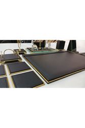 KRİSTAL İSMLİKLİ SULTAN SİYAH VE GOLD LÜKS TASARIM SÜMEN VE MAKAM TAKIMI