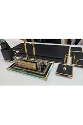 KRİSTAL İSMLİKLİ SULTAN SİYAH VE GOLD LÜKS TASARIM SÜMEN VE MAKAM TAKIMI