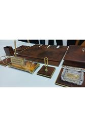 SULTAN KRİSTAL İSİMLİKLİ BULUT KAHVE  VE GOLD DERİDEN OLUŞAN PREMİUM SÜMEN VE MAKAM TAKIMI