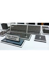 GRİ VE BEYAZ TASARIM KRİSTAL CAM KİŞİYE ÖZEL İSİMLİKLİ LÜKS TASARIM SÜMEN VE MAKAM TAKIMI