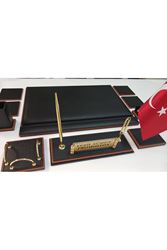 SİYAH VE HASIRLI TABA DERİDEN OLUŞAN PREMİUM SÜMEN VE MAKAM TAKIMI