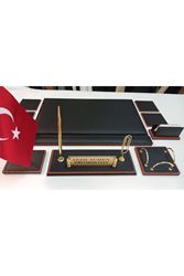 SİYAH VE HASIRLI TABA DERİDEN OLUŞAN PREMİUM SÜMEN VE MAKAM TAKIMI