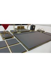ANTRASİT VE GOLD KİŞİYE ÖZEL İSİMLİKLİ GOLD AYAKLI LÜX TASARIM SÜMEN VE MAKAM TAKIMI