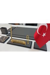GRİ SİYAH DERİDEN OLUŞAN PREMİUM SÜMEN VE MAKAM TAKIMI