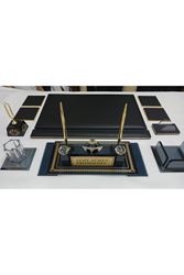 SİYAH KRİSTAL CAM İSİMLİKLİ LÜKS TASARIM SÜMEN VE MAKAM TAKIMI