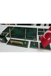 ASOS BULUT YEŞİL VE GOLD DERİDEN OLUŞAN KİŞİYE ÖZEL İSİMLİKLİ LÜKS SÜMEN VE MAKAM TAKIMI
