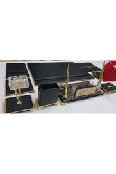 HÜNKAR SİYAH GOLD KRİSTAL CAM İSİMLİKLİ LÜKS TASARIM SÜMEN VE MAKAM TAKIMI