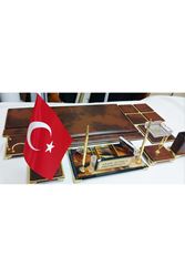 HÜNKAR BULUT KAHVE VE GOLD KRİSTAL CAM İSİMLİKLİ LÜKS TASARIM SÜMEN VE MAKAM TAKIMI